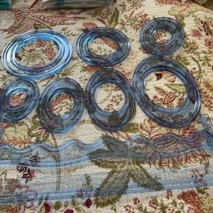 Creative Memories Blue Round,Oval and Wave Acrylic Templates Lot of 9 pieces